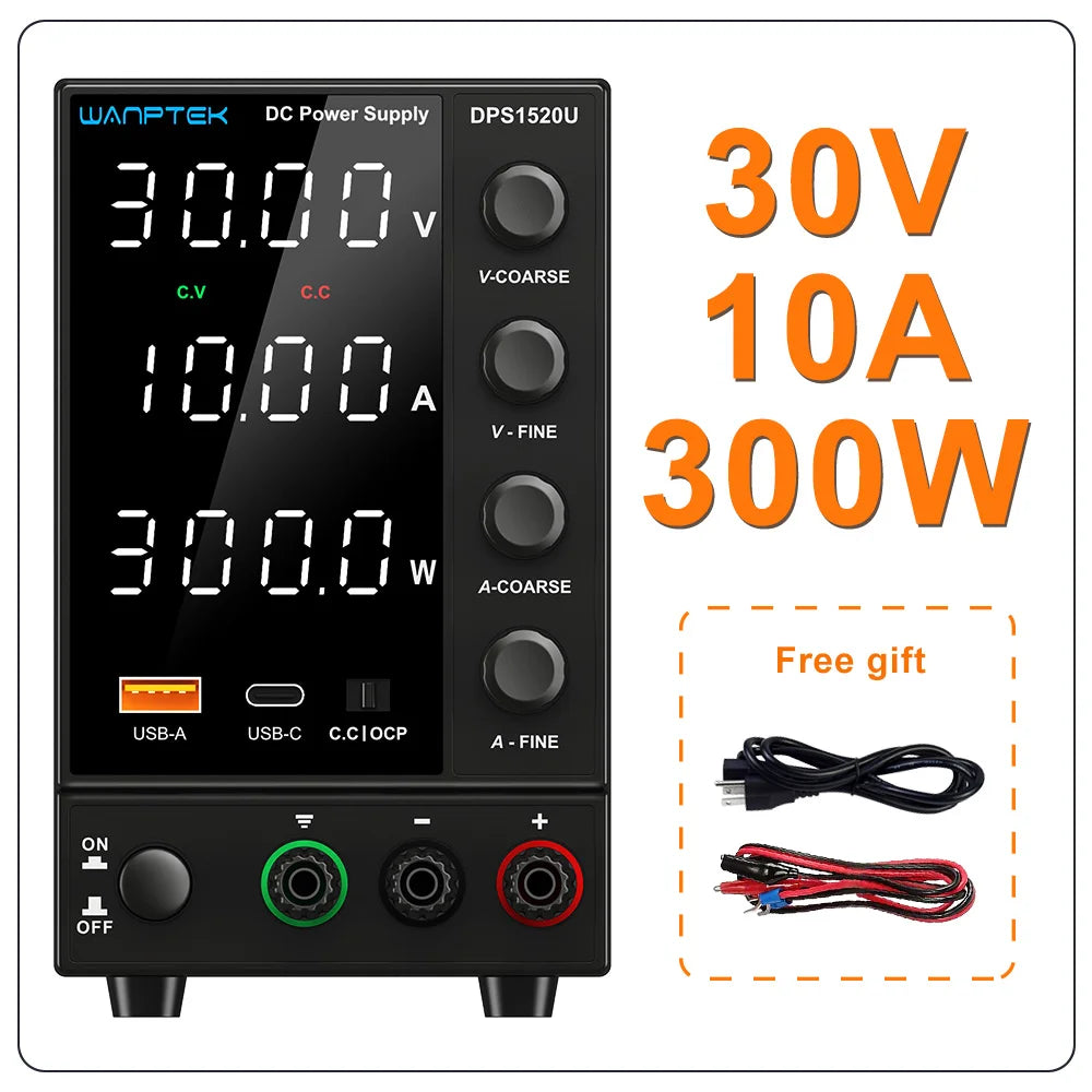 Wanptek DC Lab Power Supply 30V 60V 120V Adjustable Voltage Regulator Preset Voltage Current Dual Input Voltage 220V/110V