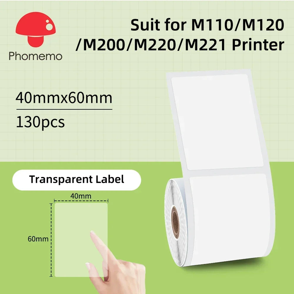 Phomemo M221 Label Printer Portable Thermal Maker Bluetooth Handheld Barcode QR Code Sticker Paper Rolls Labeller White 75mm Tag