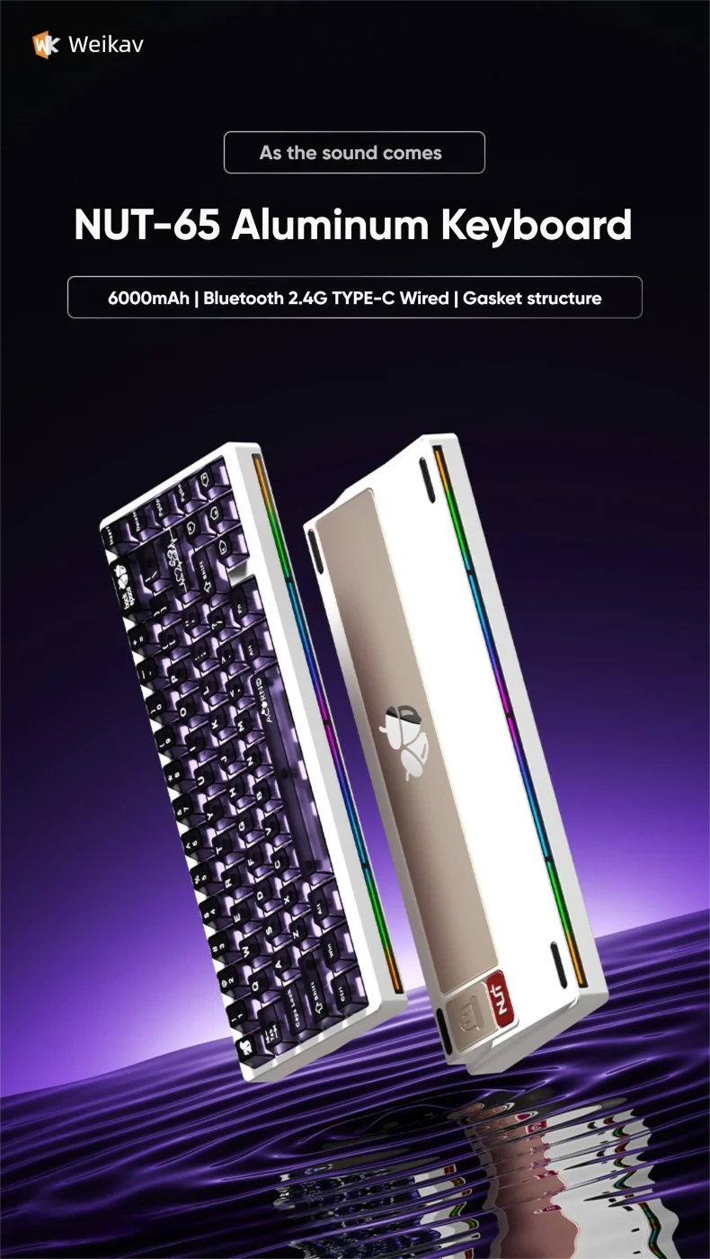 Sugar65 V2 Lucky65 V2 Aluminum Alloy Mechanical Keyboard 3-Mode Customization 2.4g Bluetooth Hotswap Gasket RGB Gaming Keyboard