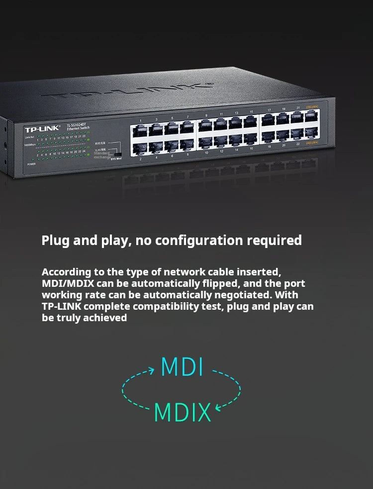 TP-LINK Full-gigabit Network Monitoring 24-port Switch 1000M Network Cable LAN Splitter Ethernet HUB TL-SG1024DT