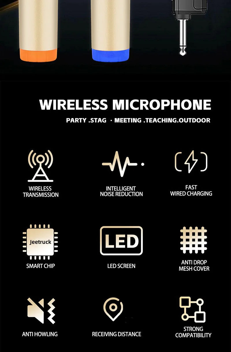 Xiaomi Wireless Microphone 2.4G UHF Fixed Frequency 2 Channels Handheld Micphone For Live Party Karaoke Professional Meeting
