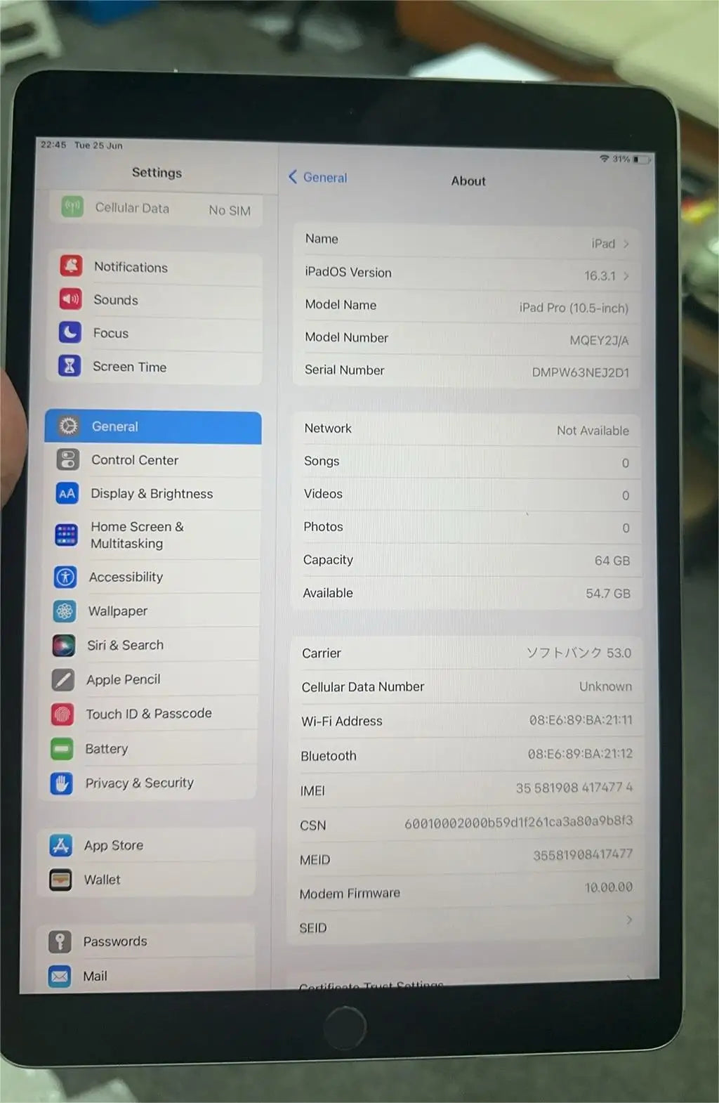 Original Apple iPad Pro 10.5'' 2017 iPad Pro 10.5 inch Wifi 4GB RAM 64GB ROM 12MP IPS LCD iOS 10.3.2  NFC 96% New Apple tablet