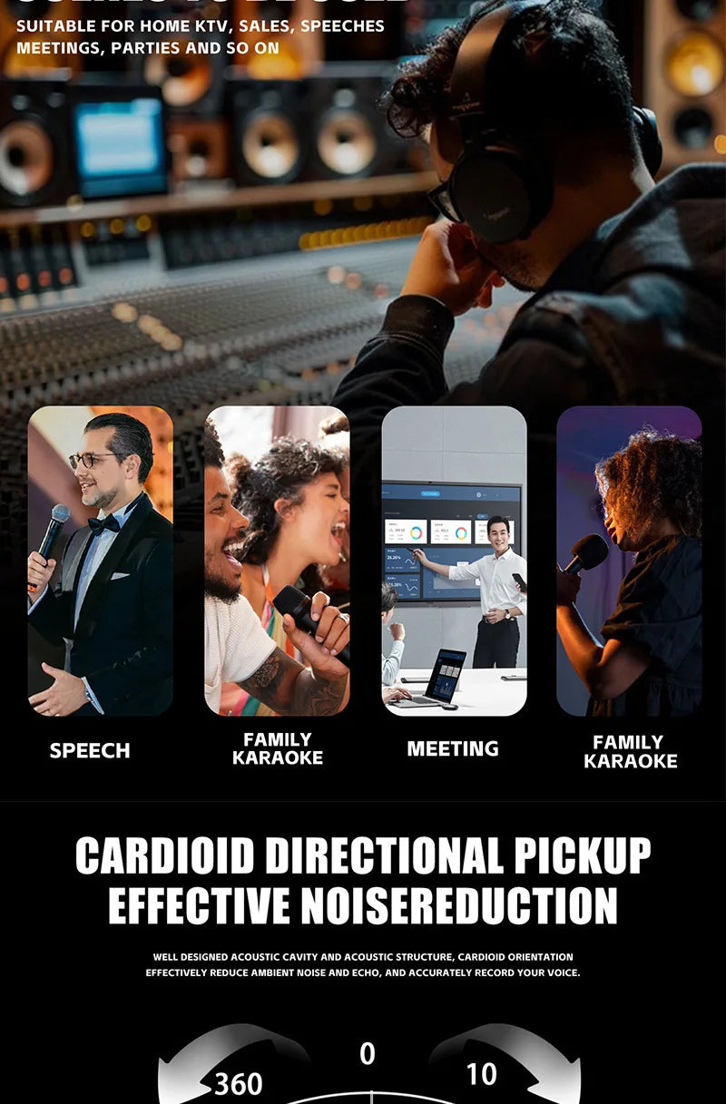 Xiaomi Wireless Microphone 2.4G UHF Fixed Frequency 2 Channels Handheld Micphone For Live Party Karaoke Professional Meeting