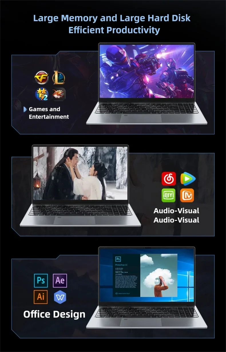 2025 12th Gen Intel Gaming Laptop 15.6" IPS HD Screen 16GB/32GB RAM NVMe PCI-e SSD NVIDIA GTX 1060 6GB GDDR5  Windows 11 Pro