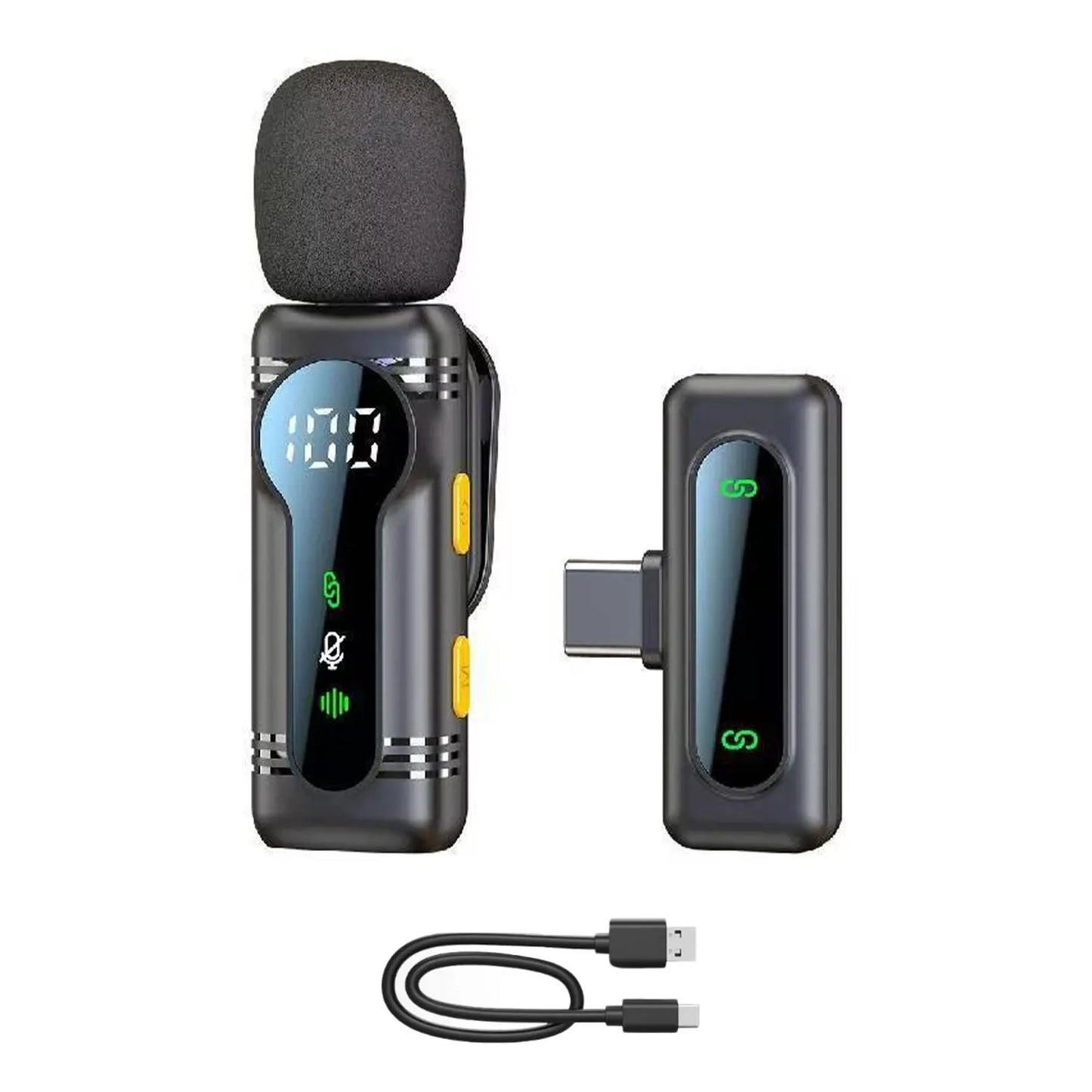 Professional Wireless Lavalier Microphone Noise Cancelling&Magnetic Portable Clip-on Mic for iPhone Android PC Live Interview