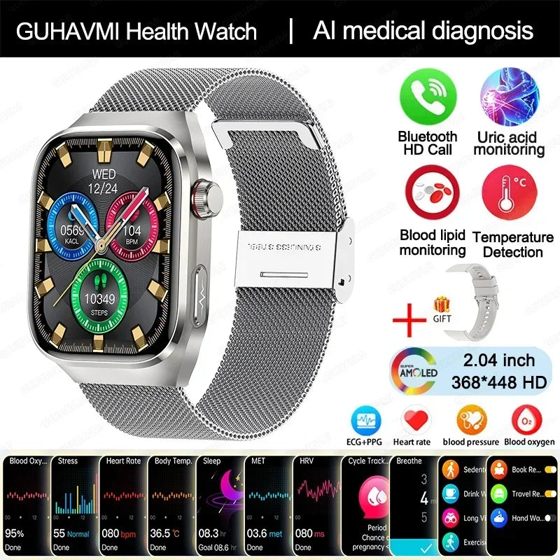 Xiaomi Blood Pressure Uric Acid Body Fat Smartwatch Micro Physical Examination Organ Health Watches Bluetooth Call Smart Watch