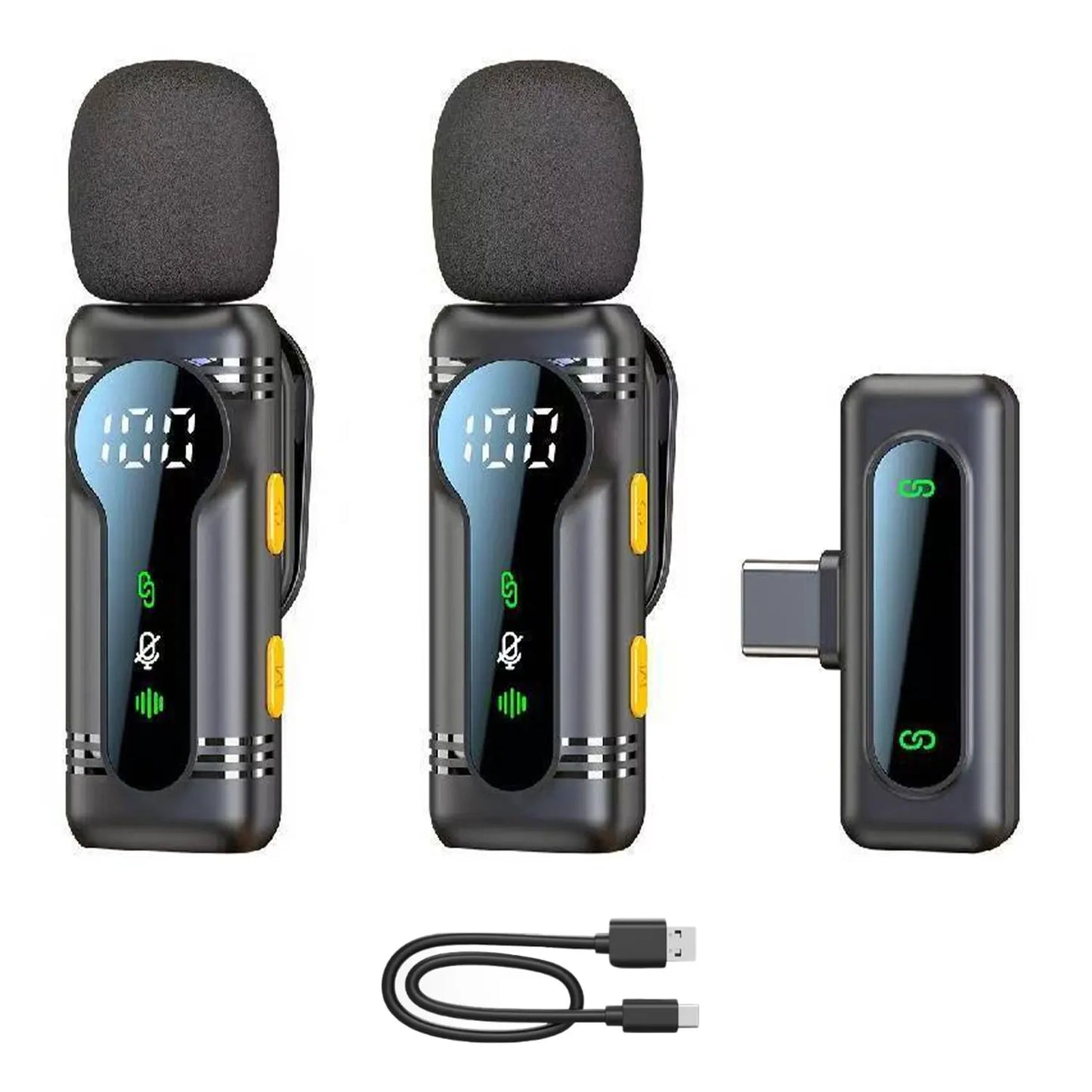 Professional Wireless Lavalier Microphone Noise Cancelling&Magnetic Portable Clip-on Mic for iPhone Android PC Live Interview