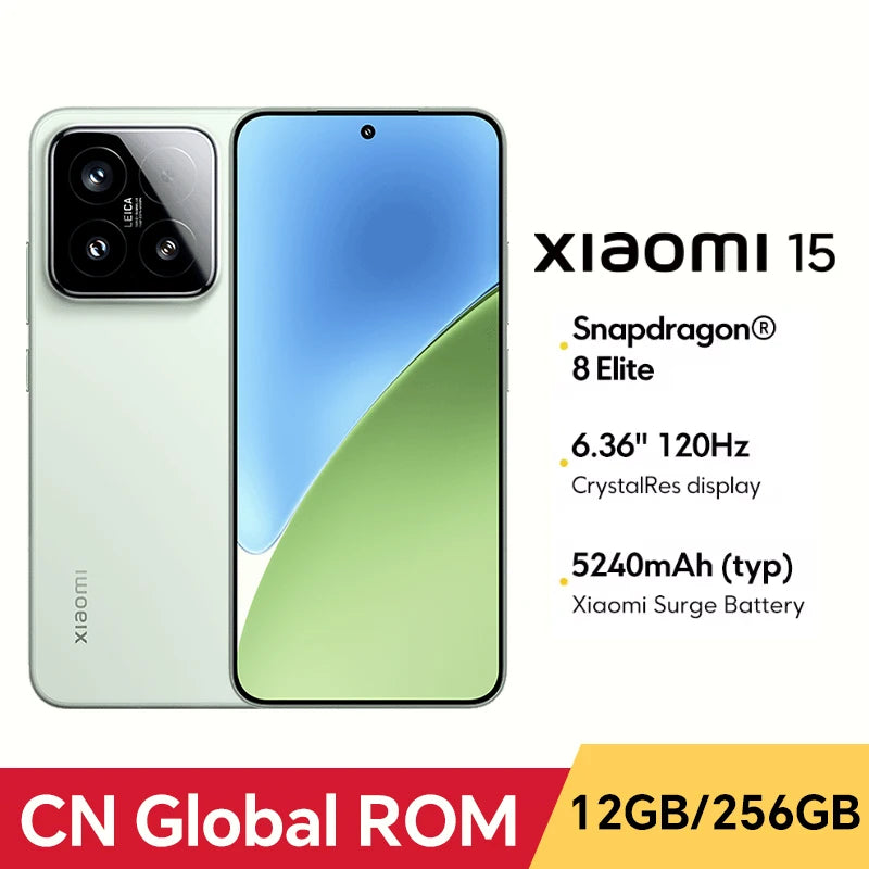 CN Global ROM Xiaomi 15 256GB/512GB Snapdragon 8 Elite 6.36”1.5k OLED Screen 5400mAh Battery 90W Wired Charge 50MP+32MP Camera