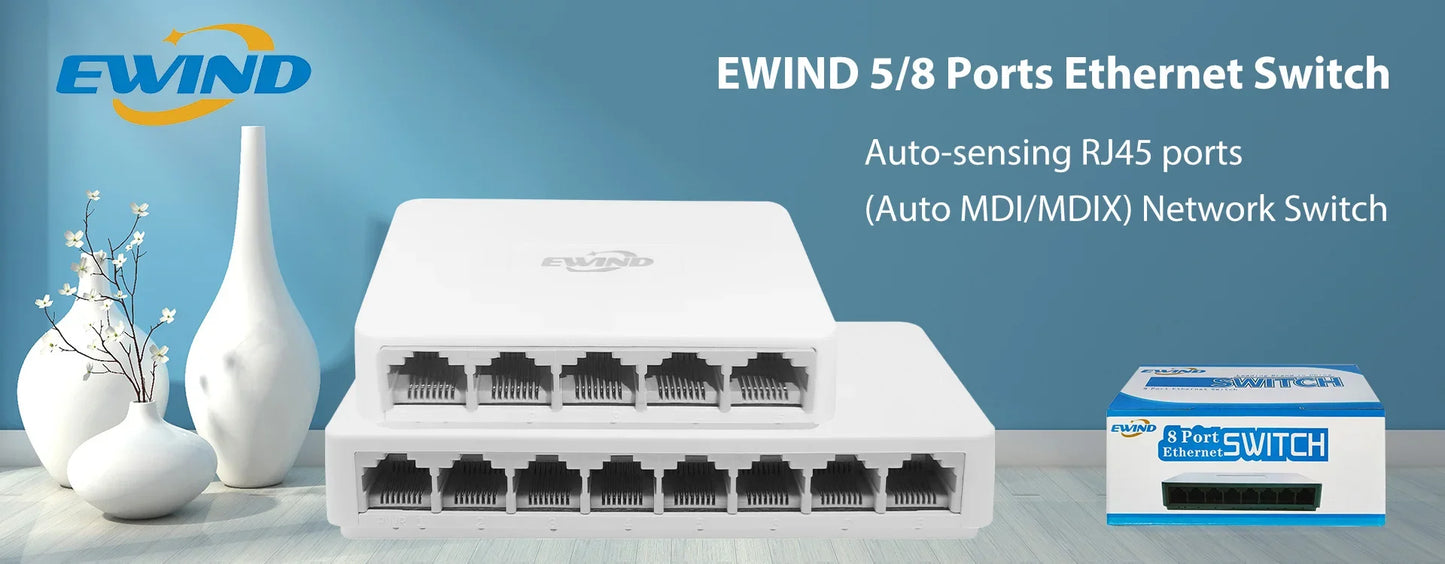 EWIND Gigabit POE Switch 16/48 Ports 10/100/1000Mbps Full Gigabit Ethernet Switch Unmanagement AI Smart Switch outdoor home NVR