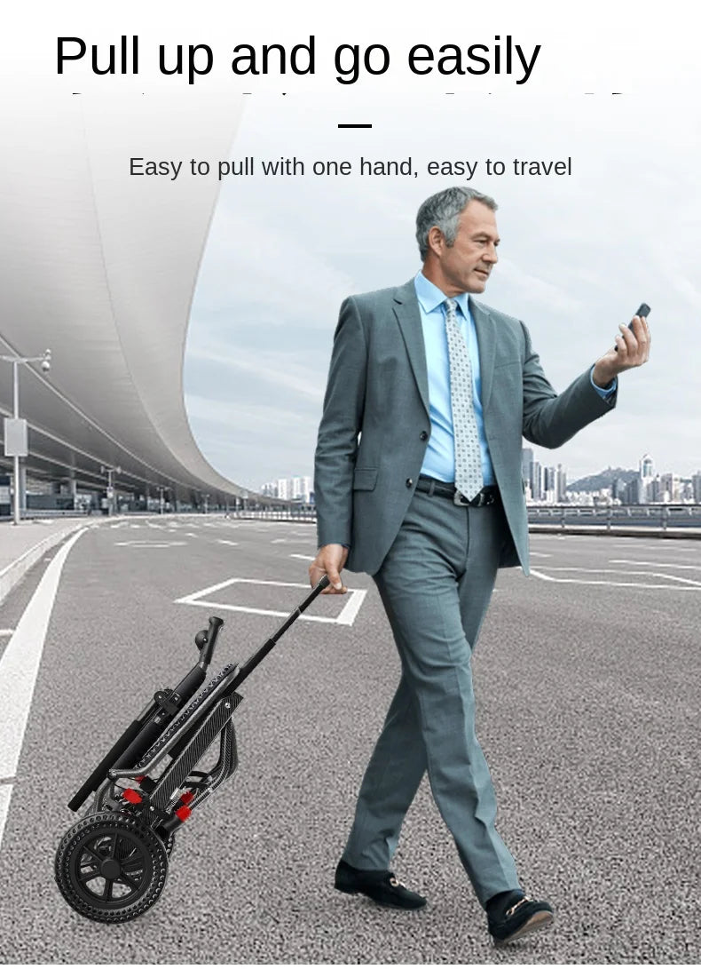 Airplane travel wheelchair rolling chair 7.8kg portable folding  safe  simple walking stick  elderly hand brake