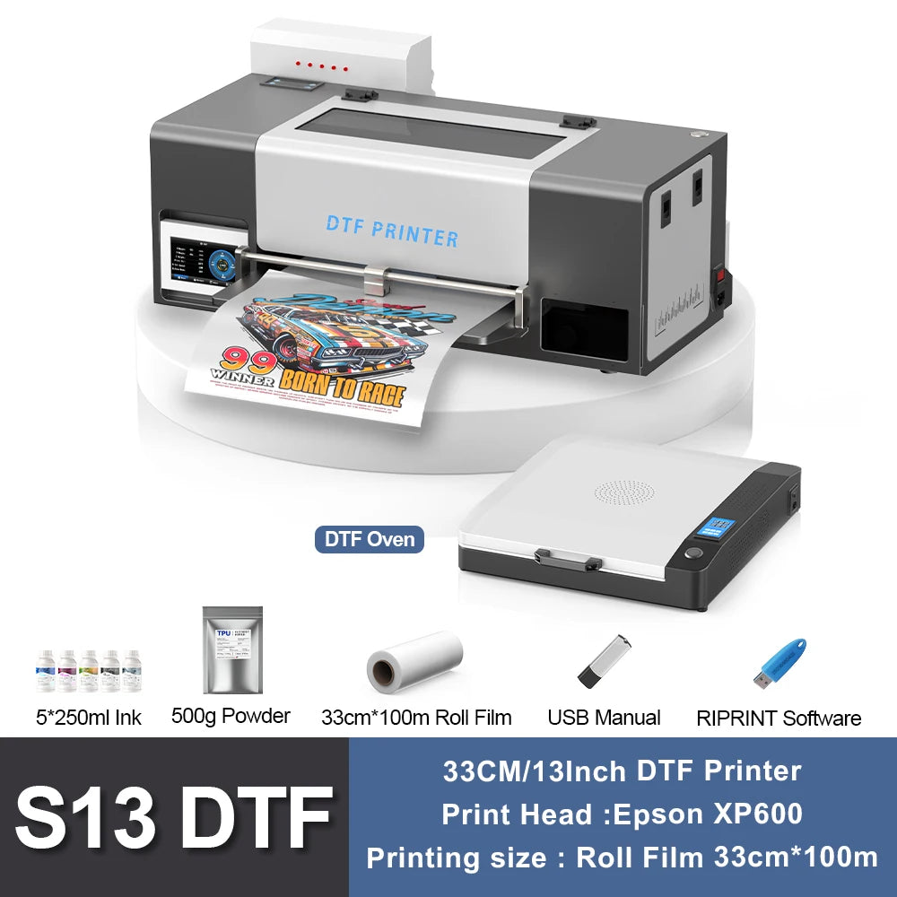 A3 DTF Printer with Powder Shaker 13Inch Direct to Film Printer for Epson XP600 T-Shirt Printing Machine DTF Printer for Clothes