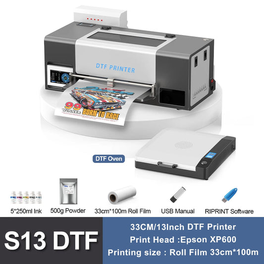 A3 DTF Printer with Powder Shaker 13Inch Direct to Film Printer for Epson XP600 T-Shirt Printing Machine DTF Printer for Clothes
