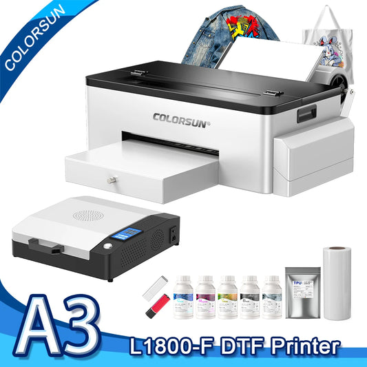Colorsun A3 DTF Printer For Epson L1800 DTF Printing Machine Direct to Film Impresora A3 DTF Printers For T-Shirt Hoodies Fabric