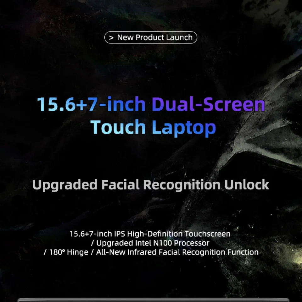 CARBAYTA 15.6"+7" Dual Screen Laptop Computer, Intel N95 32GB/16GB DDR4 RAM, RGB Backlit Keyboard 7" Touch Screen Notebook PC