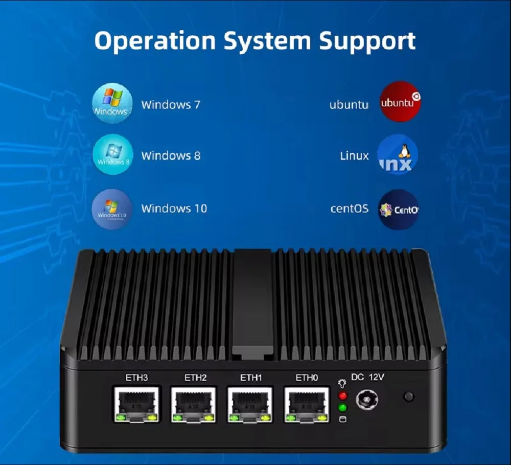 Firewall Industrial Computer Mini pc Fanless Intel Celeron J4125 N5095 4x 2.5G Router LAN NVMe pfsense Firewall Gaming Mini PC