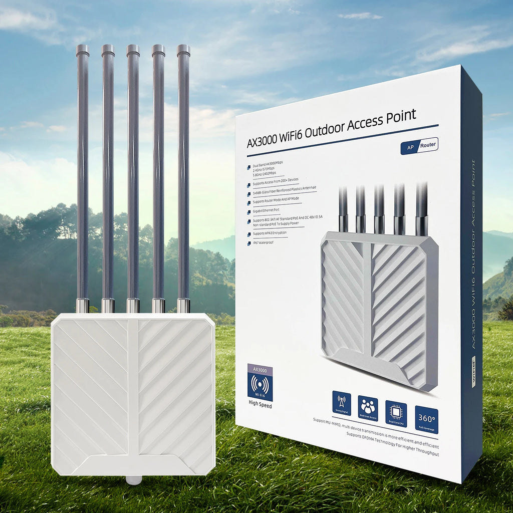 2025 Best 3000Mbps WiFi 6 Wireless Outdoor Access Point Long Range Wifi AP With Dual Band PoE Waterproof Wifi Extender Repeater