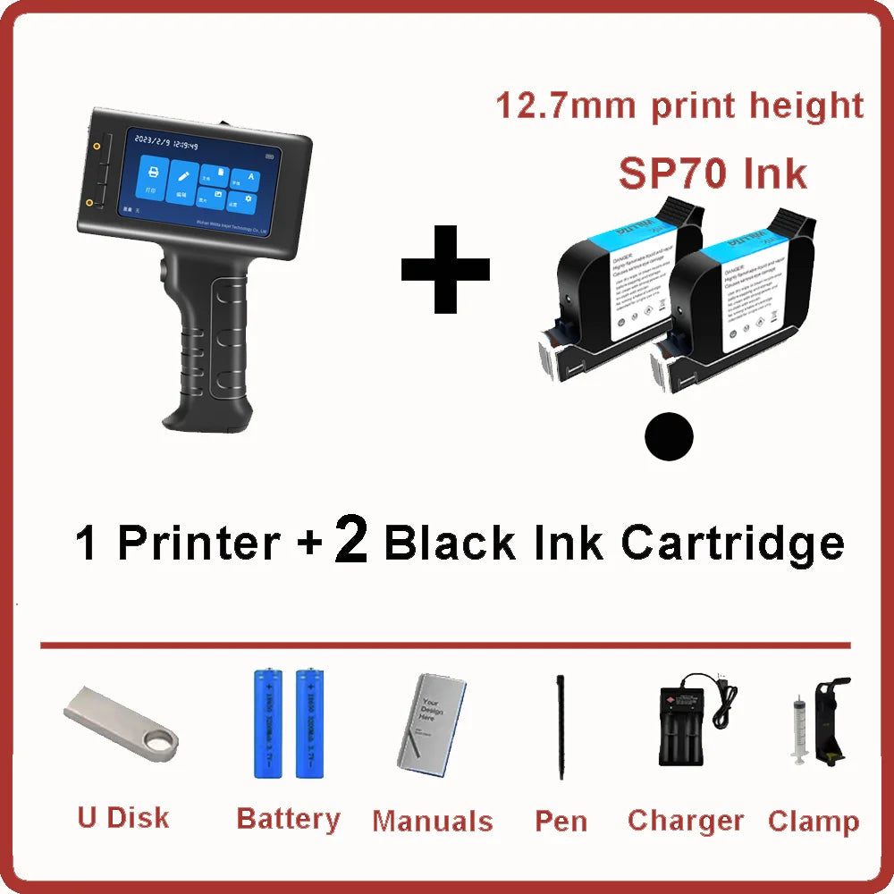 Willita 12.7mm Label Printer Handheld Inkjet Printer QR Bar Batch Code Date Number Logo Expiry Date Coding Machine For Glass