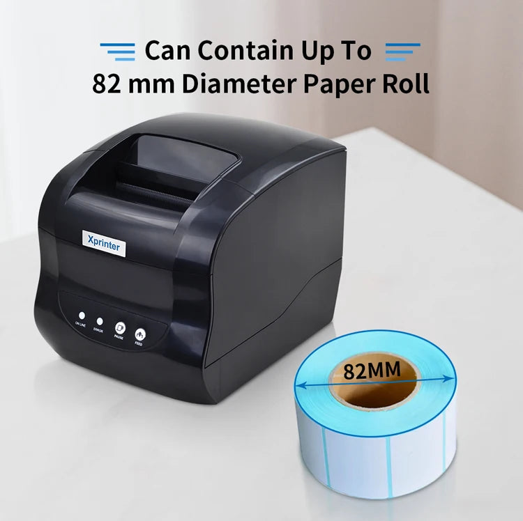 Xprinter 365B Thermal Label Printer Barcode Sticker Receipt Printer Support 20-80mm 2 In 1 Print Machine for Android iOS Windows