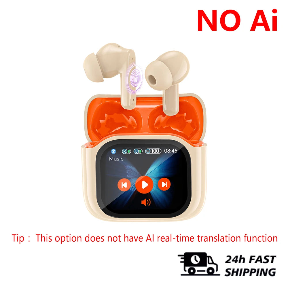 Real Time Translators Headphones with Touch Screen 144 Languages Translation Bluetooth 5.4 Earbuds Noise Cancelling Headset