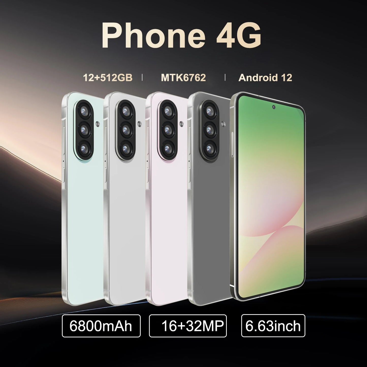 Global Version A56 Smartphone Android,6.8 inch,12GB RAM,512GB ROM,Dual SIM,Mobile phone,Google Play Store,16+32MP,6800mAh