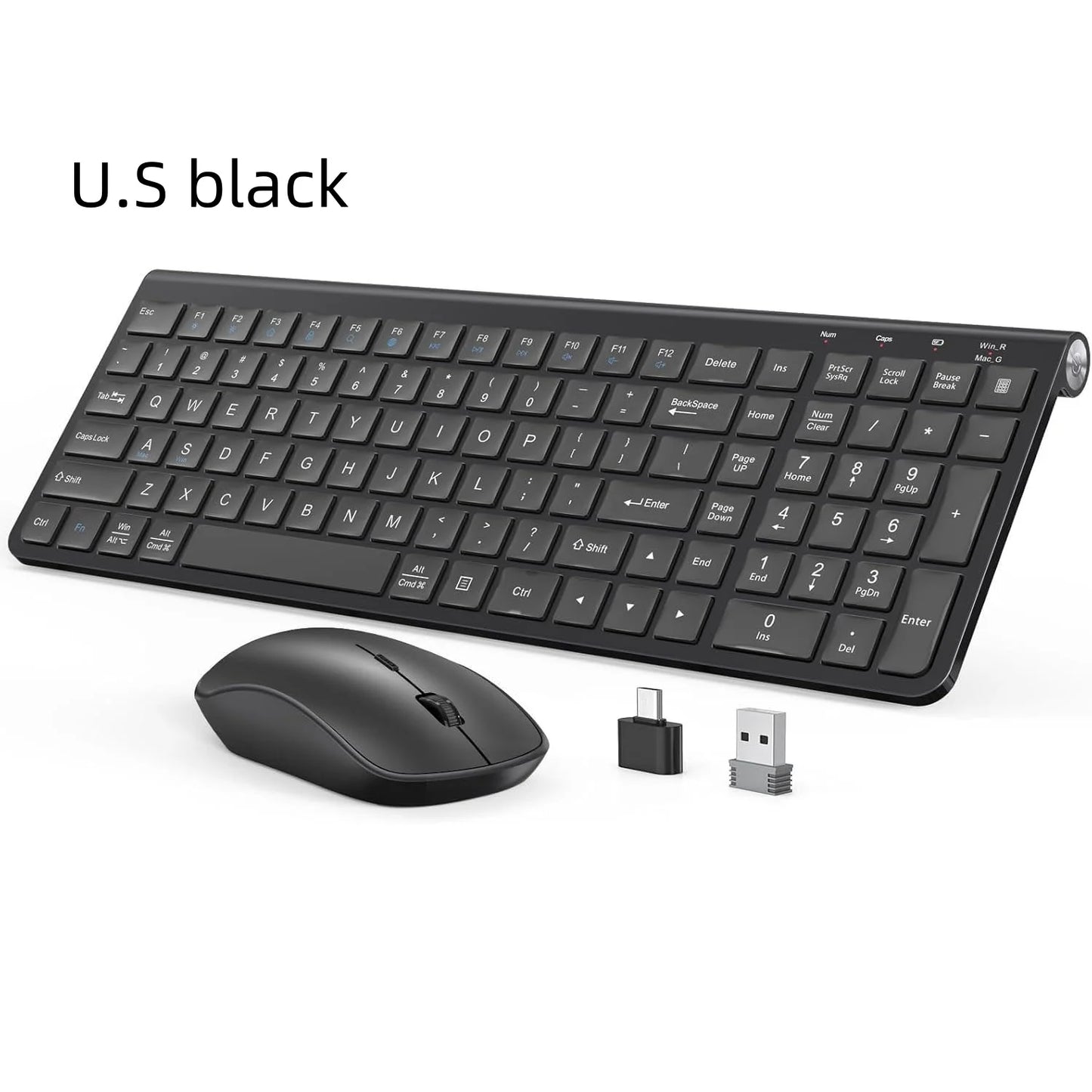 Ergonomic wireless keyboard and mouse, AZERTY, France, quiet and portable, including USB-A and USB-C ports, suitable for Mac/PC/