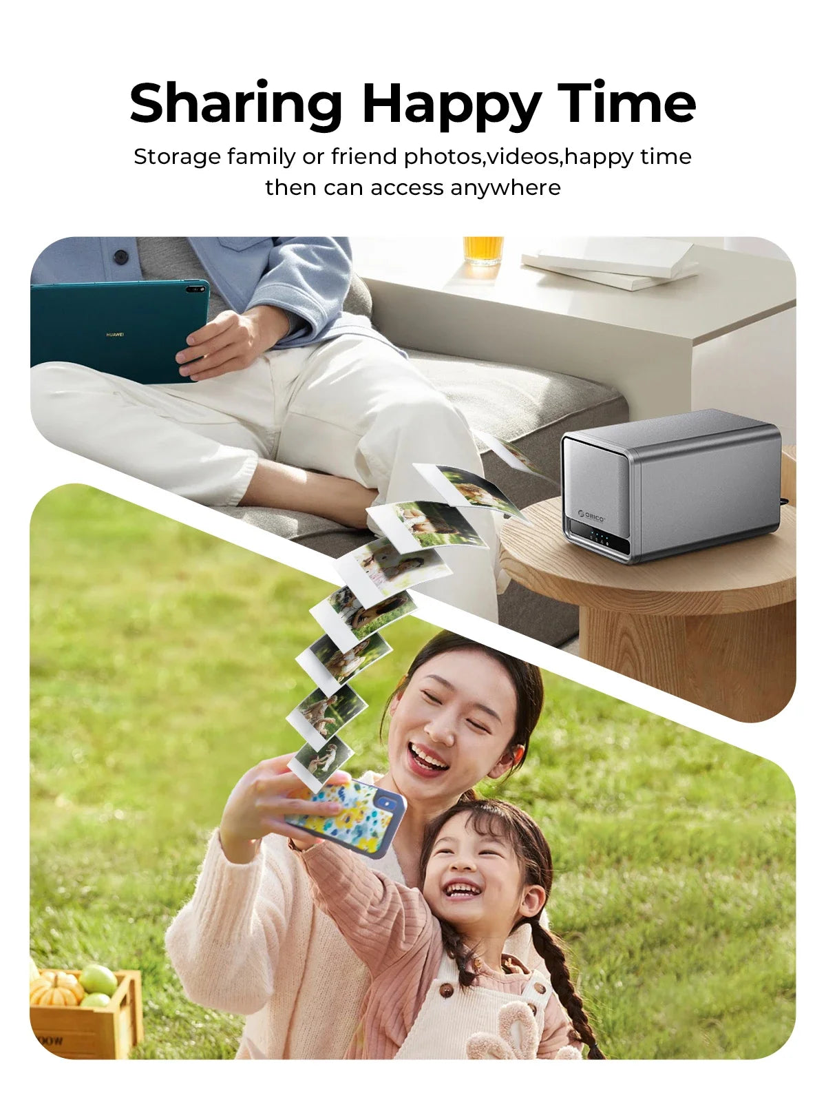 ORICO MetaCube Household Storage Type-C 3.5" HDD Case Dual-bay NAS with Automatic Backup Remote Access with Offline BT Download