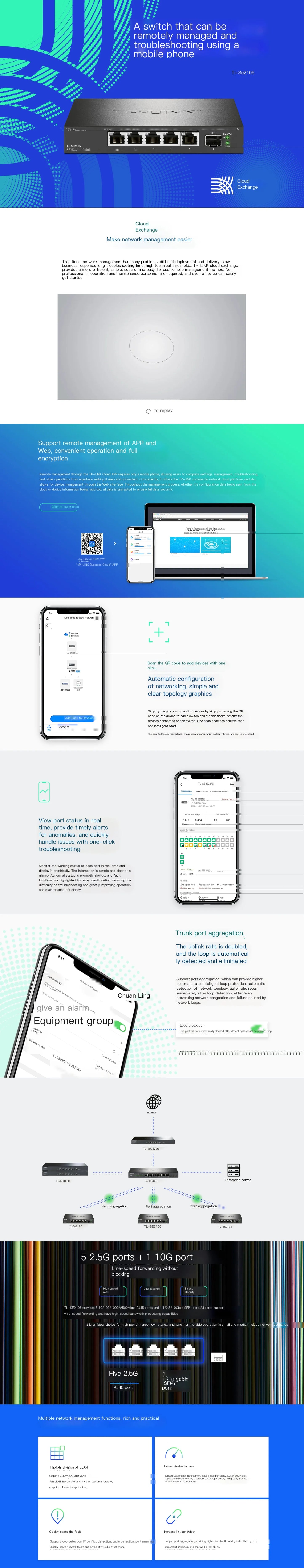 TL-LINK  TL-SE2106 5 Ports 2.5G and 1 Ports 10Gbps(SFP+) Cloud Management Ethernet Switch SH1005 upgrade
