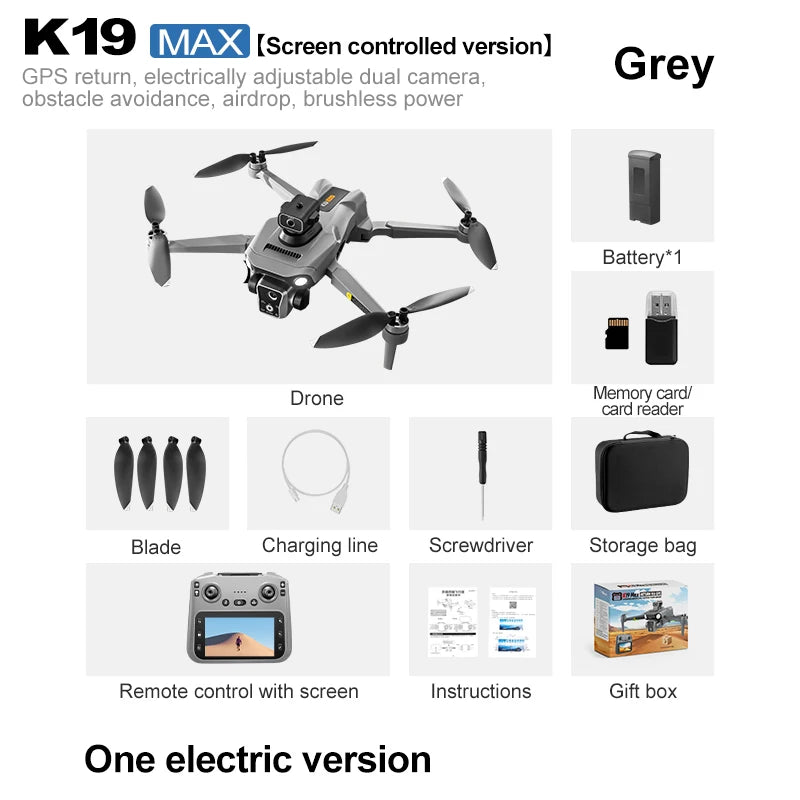 2025 K19 MAX GPS Drone Fishing Air Drop Automatic Turnaround 5G Screen Obstacle Avoidance Drone Professional Camera FPV Dron