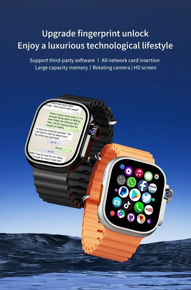DW100 Pro 2.29-inch Amoled Smartwatch GPS WIFI With Fingerprint Screen Unlock 8MP Function Rotating Camera High-end