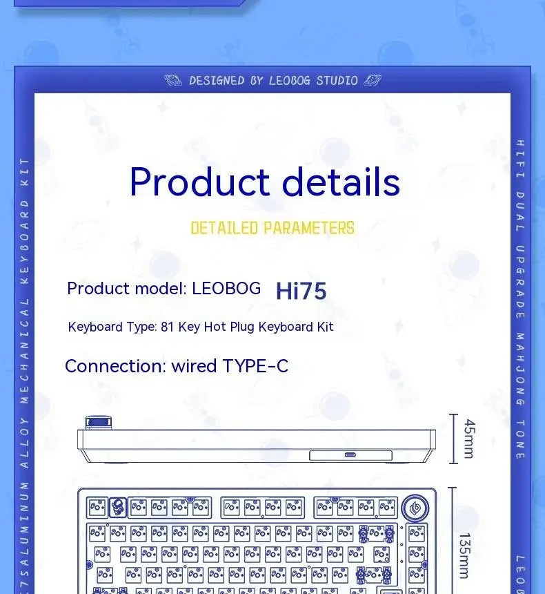 LEOBOG Hi75C Pro Hi75 Sugar65 Custom Mechanical Keyboard Aluminum Kits Hot Swap Wired Gaming Keyboard RGB Gamer Gasket Keyboard