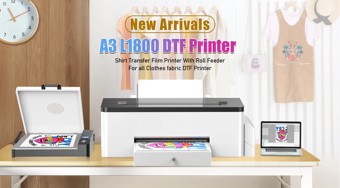 Colorsun A3 DTF Printer For Epson L1800 DTF Printing Machine Direct to Film Impresora A3 DTF Printers For T-Shirt Hoodies Fabric