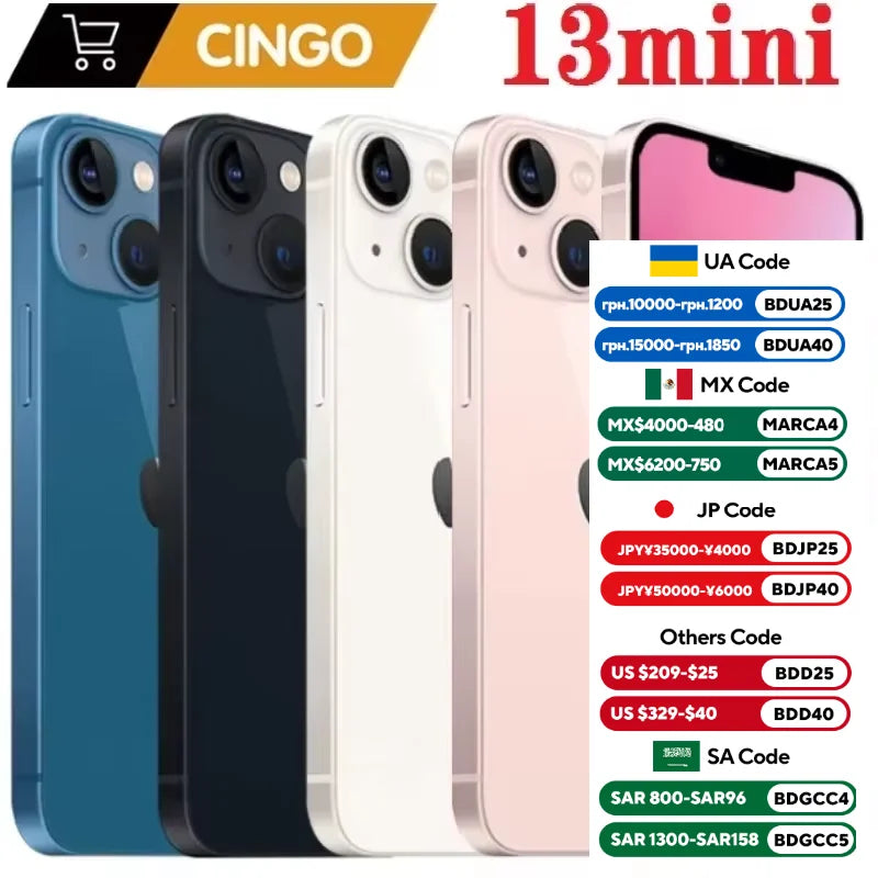 iPhone 13 mini  128GB/256GB ROM A15 IOS 5G  Face ID 5.4" OLED Screen Smartphone 12MP  cellphone  iphone 13mini