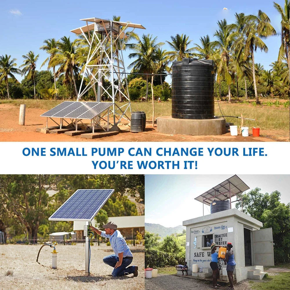 600W DC48V Solar Deep Well Pump with MPPT Controller 100% Stainless Steel Impeller Solar PV Submersible Pump 4"MaxFlow 7m³/H 40M
