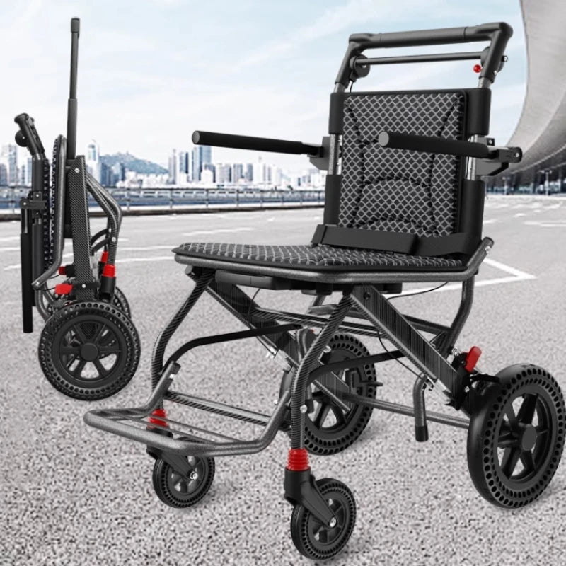 Airplane travel wheelchair rolling chair 7.8kg portable folding  safe  simple walking stick  elderly hand brake