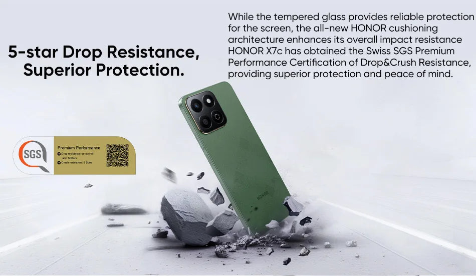 2024 New HONOR X7c 4G Global Version Snapdragon 685 6.77" 120Hz IPS LCD Display 108MP Dual Camera 6000mAh Long Battery IP64