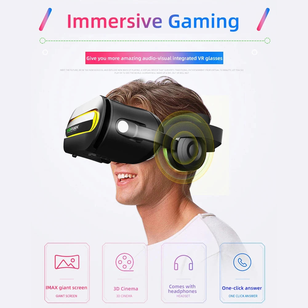 Smart Phone VR Glasses Virtual Reality Headset Bluetooth 3D Devices Headphones Helmet Goggles Lenses Smartphone Mobile Cell Viar