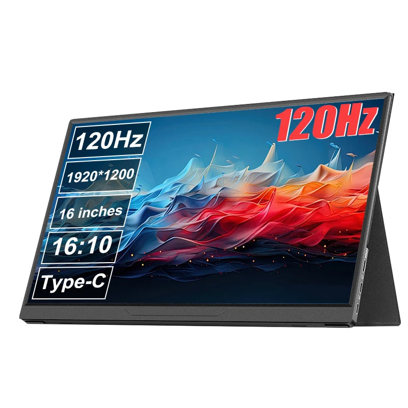 LANLIPU 16inch Portable Monitor 120HZ 1200P 16:10 100%sRGB HDR 400Cd/m² Game Display For Laptop Macbook Phone Switch Xbox PS4/5