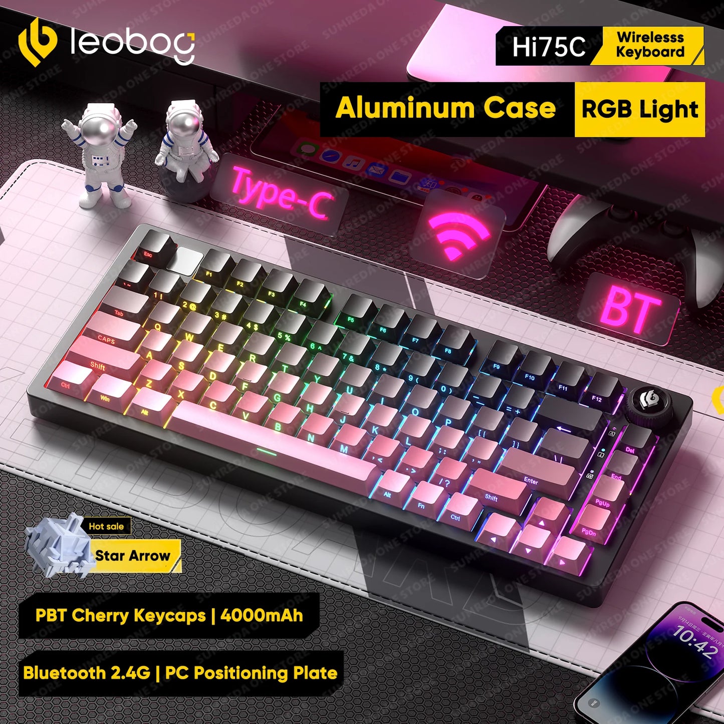 Leobog Hi75C Gaming Aluminum Wireless Mechanical Keyboard Kit Hi75 Hi75C Pro 81Keys Bluetooth 2.4G Wired  Hotswap Gamer Keyboard