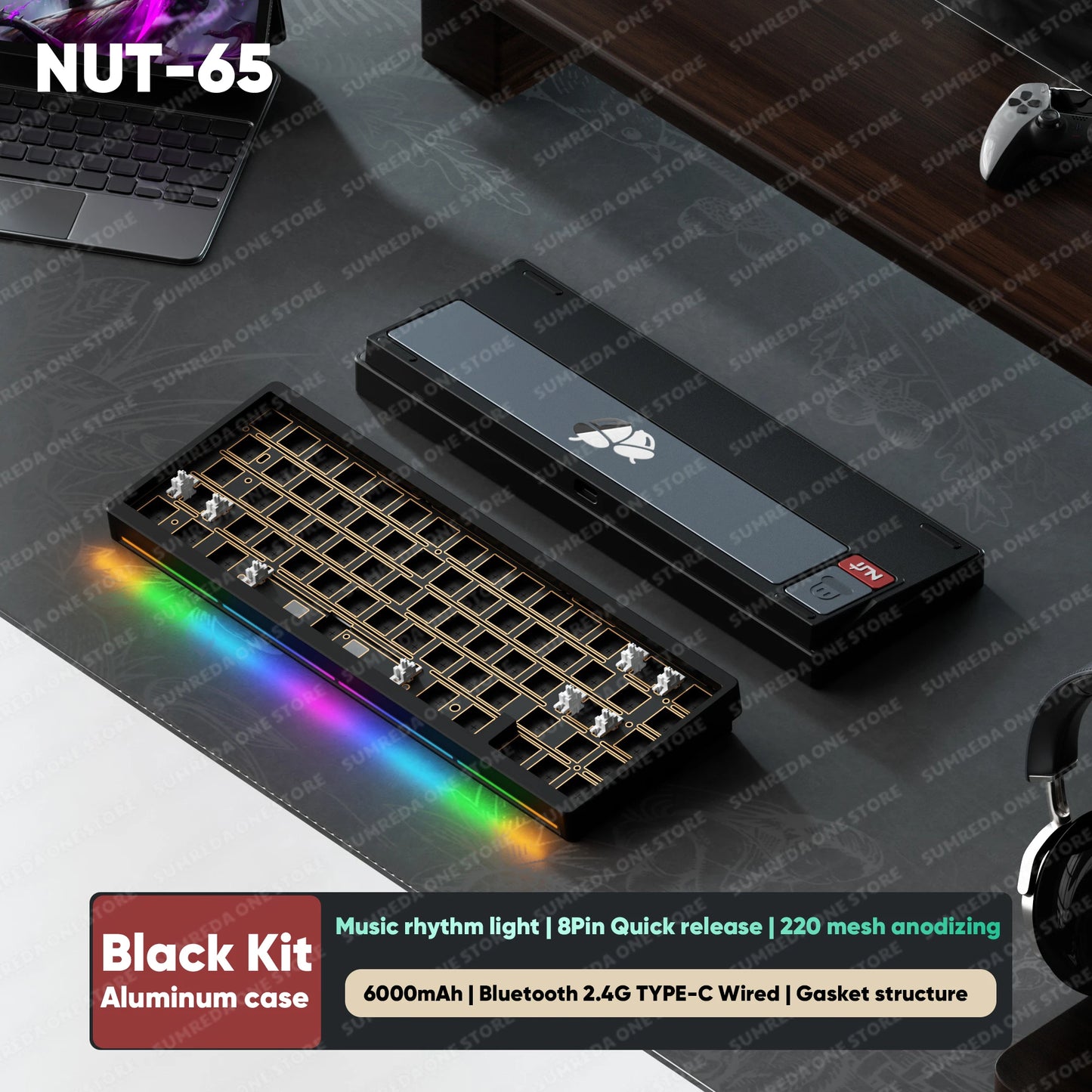 Sugar65 V2 Lucky65 V2 Aluminum Alloy Mechanical Keyboard 3-Mode Customization 2.4g Bluetooth Hotswap Gasket RGB Gaming Keyboard