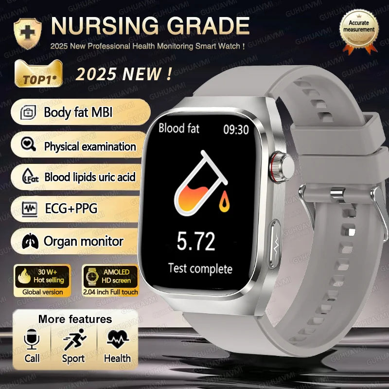 Xiaomi 2025 New Three highs Blood Pressure Smartwatch ECG Uric Acid Heart Rate Clock Body Analysis Health Monitoring Watches