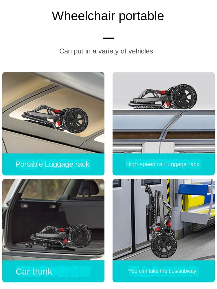 Airplane travel wheelchair rolling chair 7.8kg portable folding  safe  simple walking stick  elderly hand brake