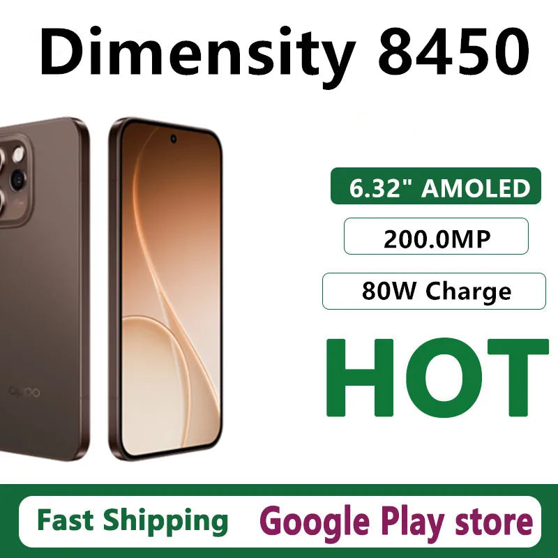 Original Oppo Reno 15 Mobile Phone Dimensity 8450 OTA 6.32" AMOLED 120HZ 6200mAh IP69 Waterproof 200.0MP Camera 80W Charge