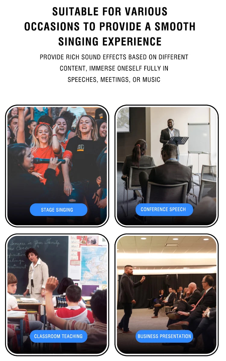 UHF Professional Wireless Microphone 2-channel Metal Handheld  Karaoke Singing Stage Wedding Performance Conference Microphone