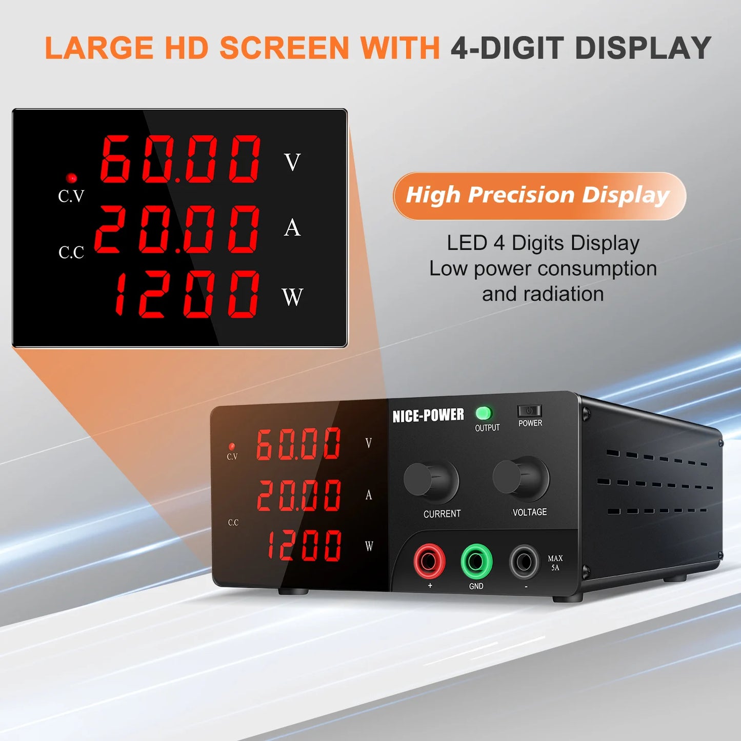 NICE-POWER 1200W 3000W DC Adjustable Power Supply Lab Bench Source 30V 60V 100V 200V 300V10A 30A 60A 80A 100A Voltage Regulator