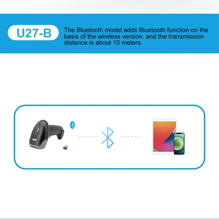 1D 2D Barcode Scanner Wired 2.4G Wireless Bluetooth Bar Code Reader Handheld Portable Scanning For Supermarket Logistics Product