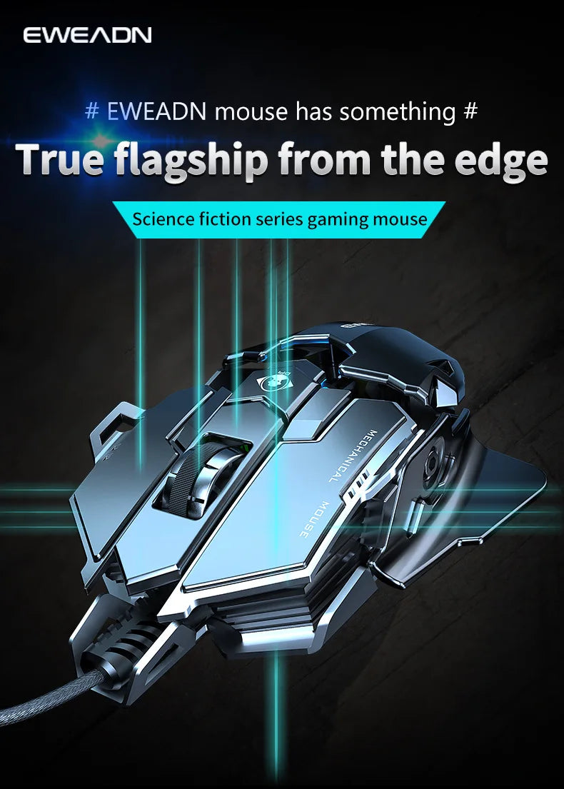 MK500 RGB Backlight Wired Mechanical Mouse 12800DPI Adjustable Macro Programming E-Sport Ergonomic Gaming Mouse For PC Laptop