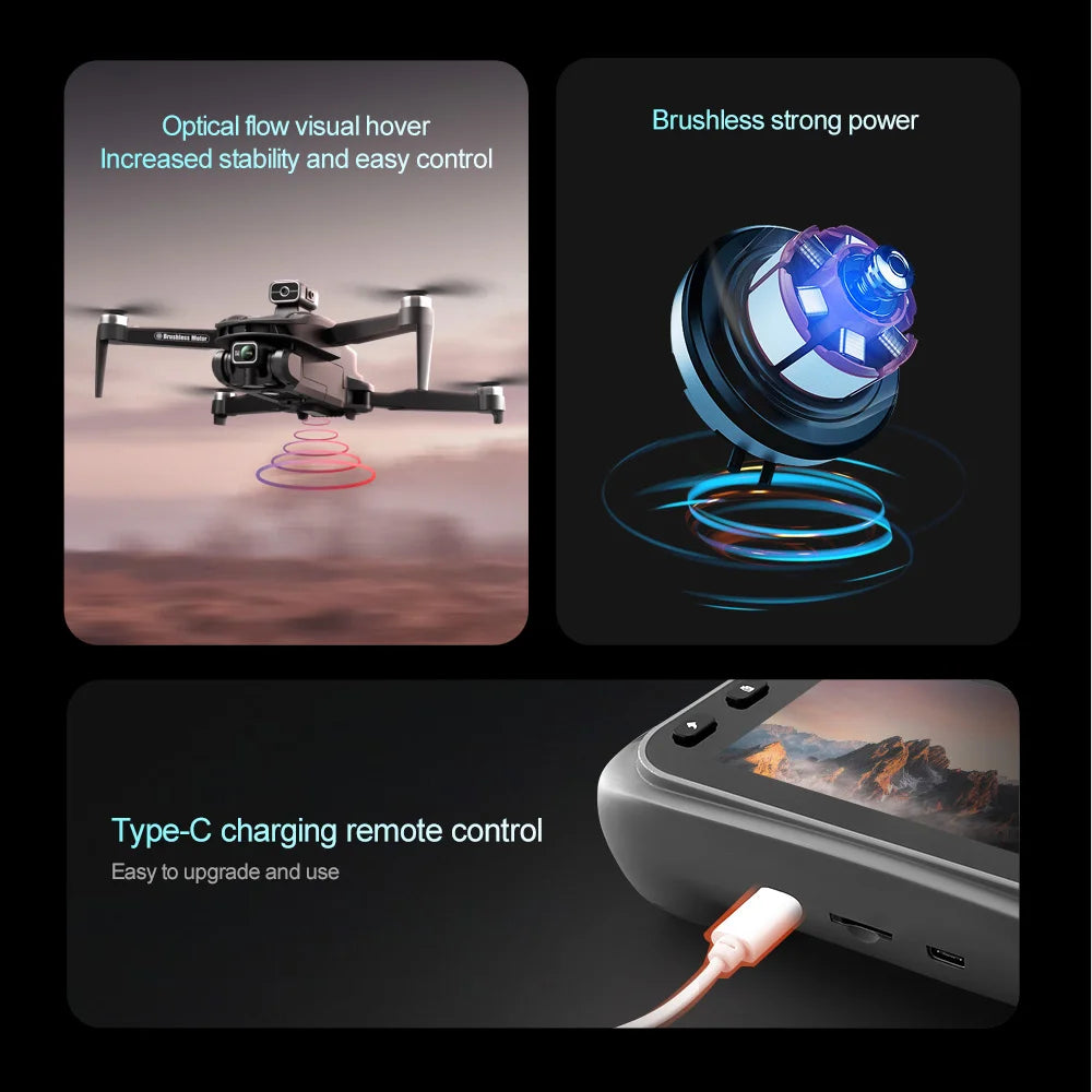 2025 New V168 Max Drone 8K Professional 5G GPS HD Dual Camera Photography 5KM Brushless Foldable Large Screen RC Quadcopter Toys