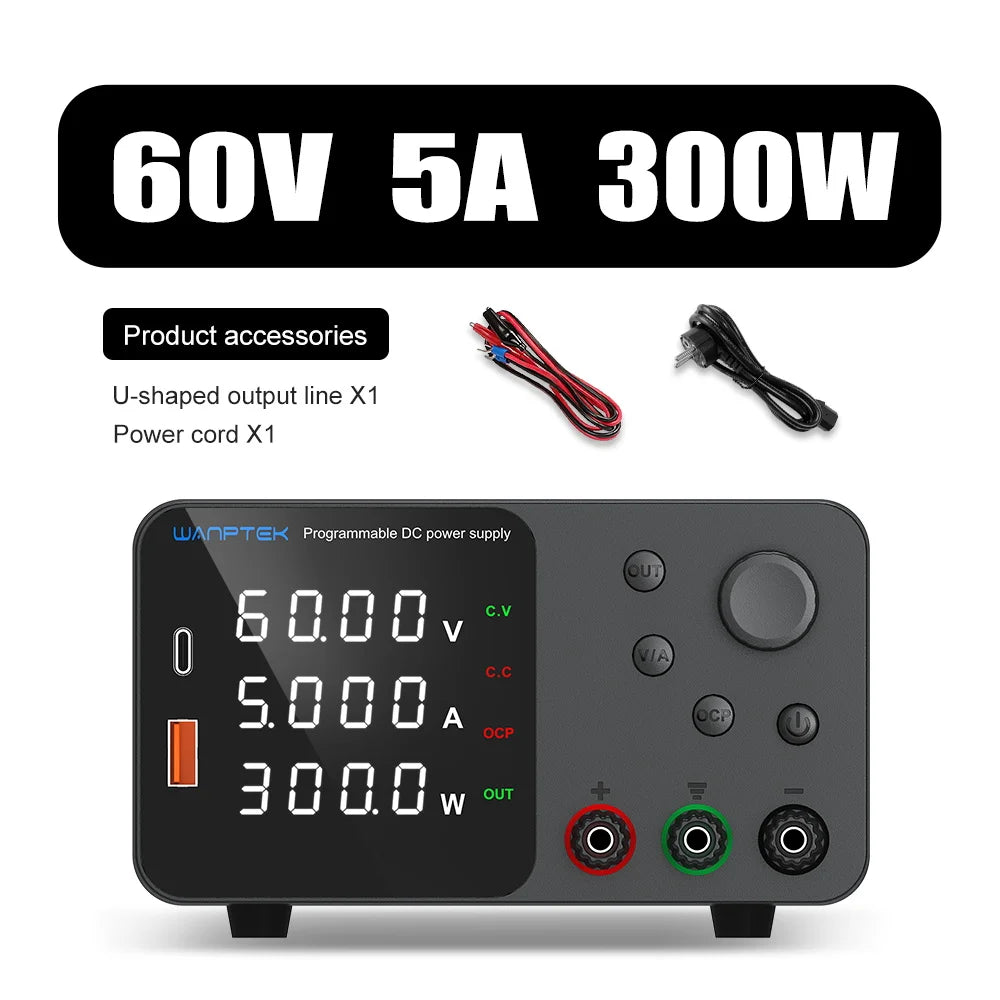 Wanptek DC Power Supply 30V 10A 5A Variable Bench Power Supply Adjustable Lab Power Supply 60V 5A 120V 3A  Voltage Regulator