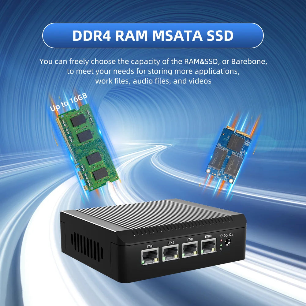 Firewall Industrial Computer Mini pc Fanless Intel Celeron J4125 N5095 4x 2.5G Router LAN NVMe pfsense Firewall Gaming Mini PC