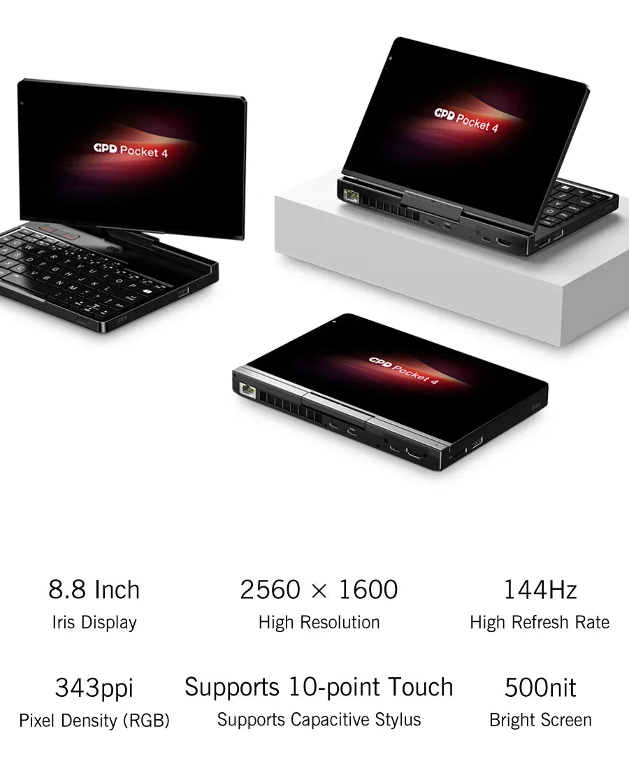 GPD Pocket 4 RAM 16GB 32GB 64G Memory 1TB 2TB SSD Hard Disk  Laptop Notebook Mini PC Portable Gaming Computer